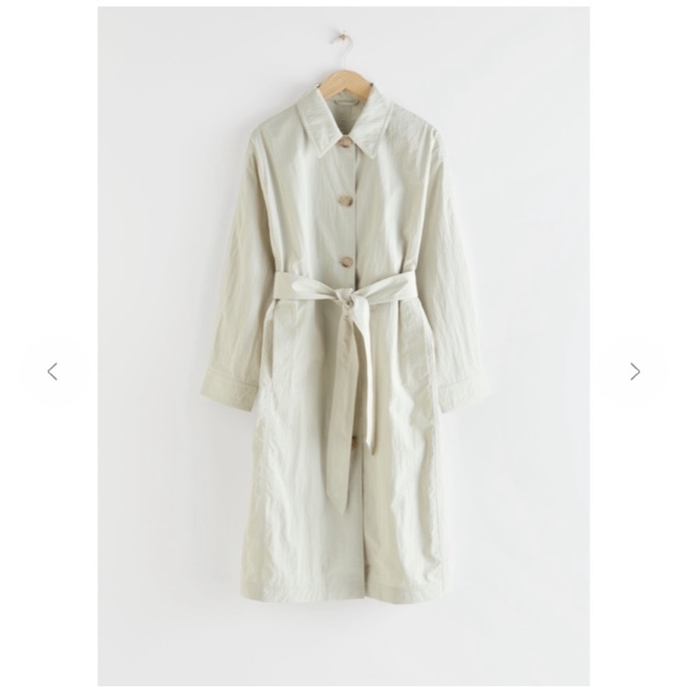 & Other Stories Neutral Beige Lightweight Trench Coat - Picture 12 of 13